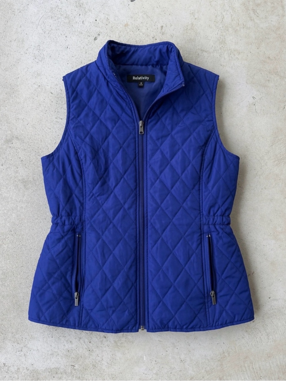 Relativity Women’s Quilted Puffer‎ Vest Blue Full Zip Lightweight Size Medium